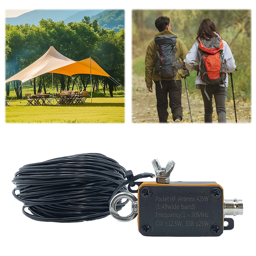 Pocket HF Antenna 1-30MHz Frequency Band Wideband End-fed Halfwave Antenna HF Shortwave Antenna CW SSB End Fed Half Antenna