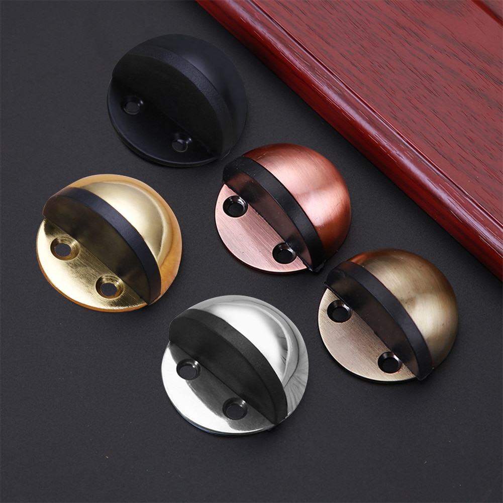 Stainless Steel Sticker Door Stops Rubber Door Stopper Anti-Collision Wood Toilet Door Holder Catch Doorstop Furniture Hardware