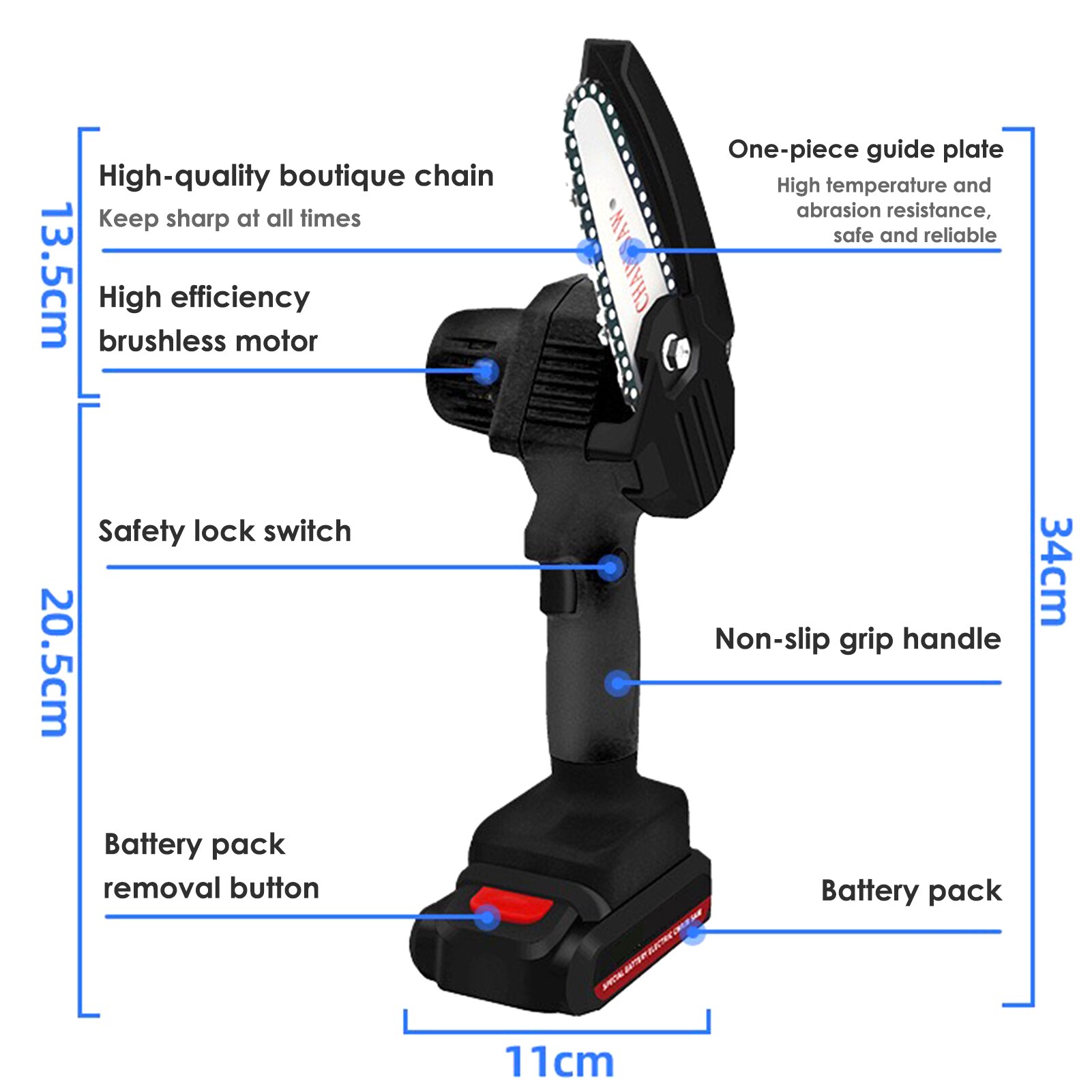 Mini Electric Chainsaw Cordless Handheld Pruning Saw Portable 21V Battery Woodworking Machine Home Garden Logging Power Tool