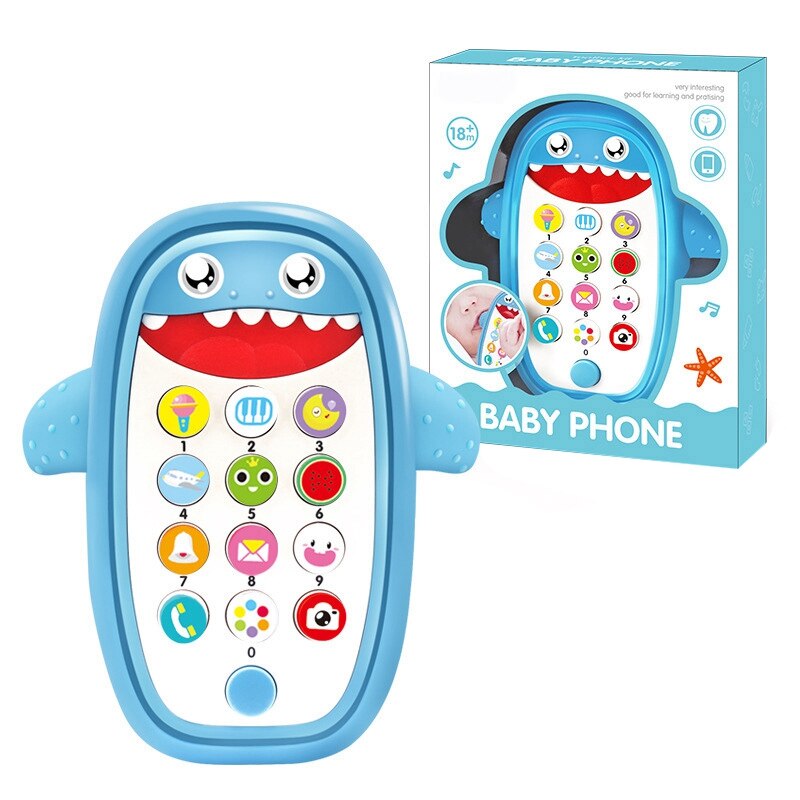 Bijtringtelefoon voor baby's met afneembare zachte hoes, lichtjes, muziek en regelbaar volume - speel en leer