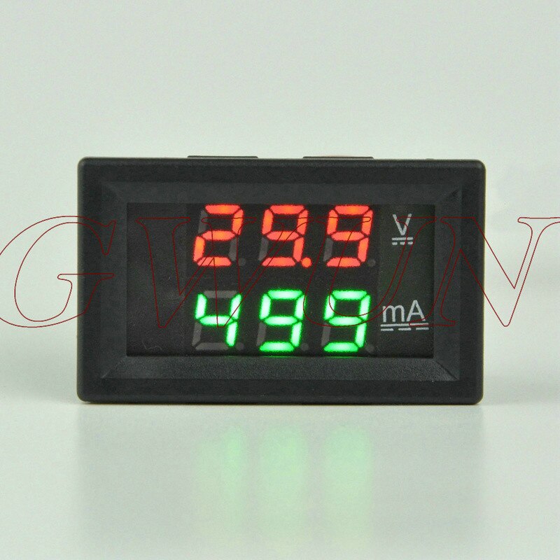 GWUNW BY32A 0-500V 0-999mA(1A) DC Digital Voltage Ammeter Current Tester Meter Voltmeter Dual Display Red Blue green LED: red and green
