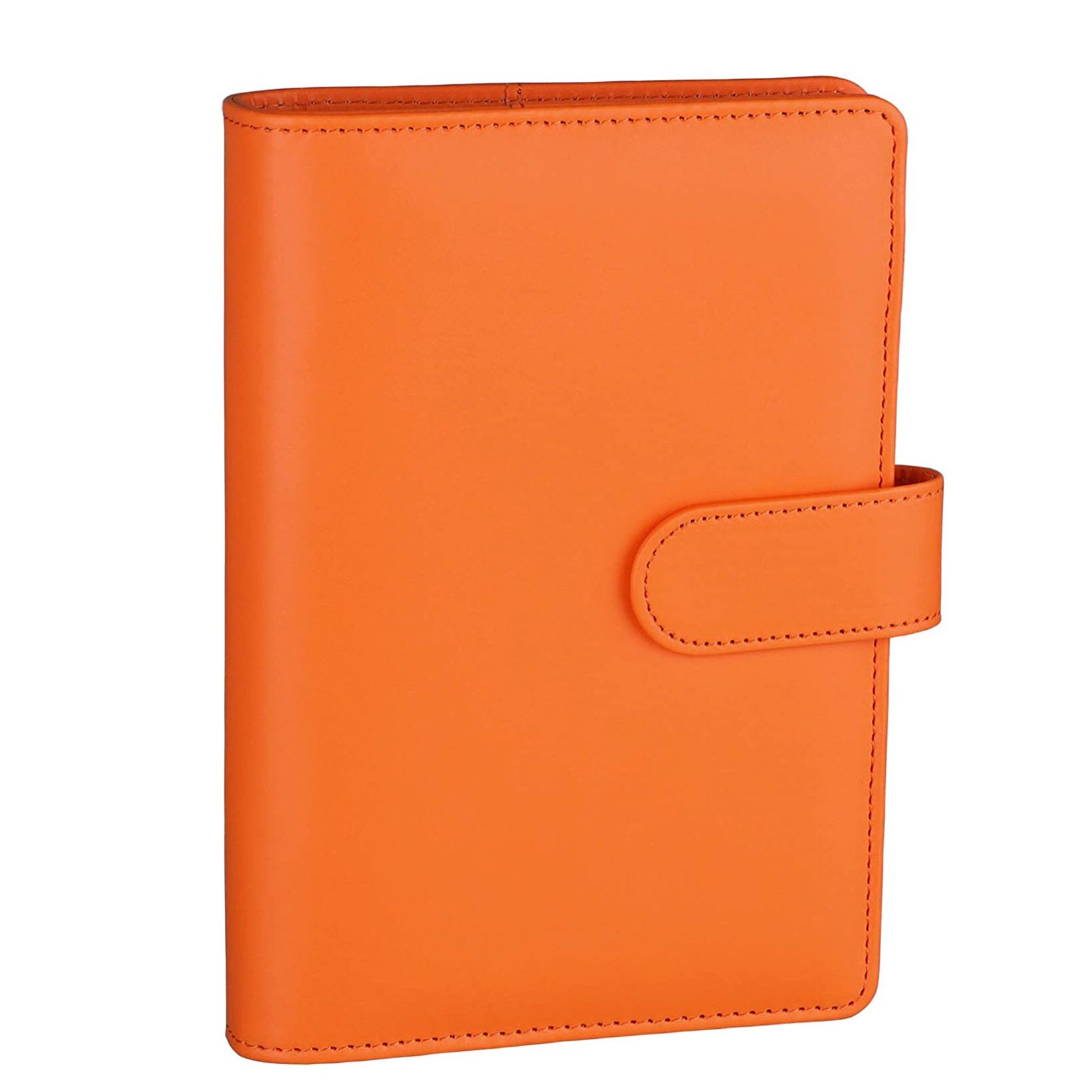 A6 Pu Lederen Notebook Losbladige Bindmiddel Hervulbare 6 Ringband Cover Met Magnetische Gesp Sluiting: Orange