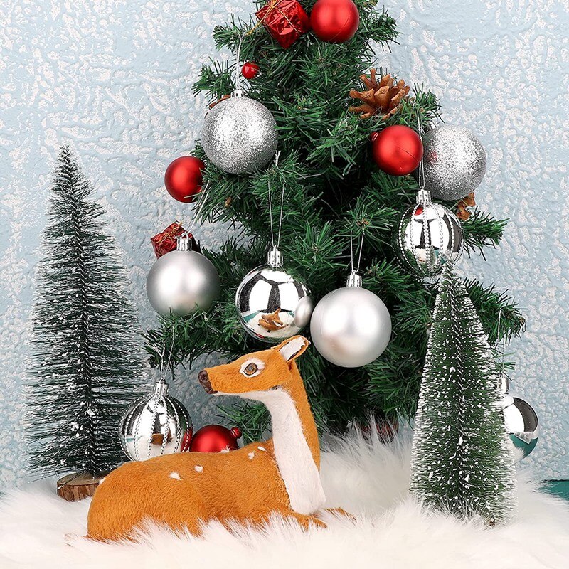 Bolas de Navidad plateadas para decoración de árbol de Navidad, adornos de Navidad inastillables, 20 Uds.