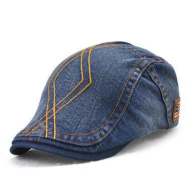 Boina Lisa para hombre, sombrero de estilo newsboy, gorra plana de mezclilla, Gorra lisa vintage con visera para hombre, casquete de otoño, triangulación de