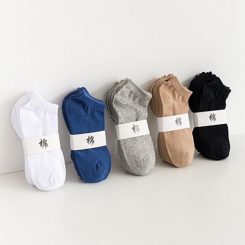 5 Pairs Katoen Mannen Korte Sokken Effen Kleur Laag Onzichtbare Boot Sokken Slippers Ademende Dunne Enkel Zomer Grappige Sokken Man sokken