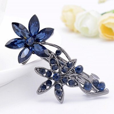 EASYA Vintage niebieski Rhinestone Hairwear motyl kwiat klamry do włosów kobiety spinki do włosów Retro łuk akcesoria do włosów biżuteria: Pokryte tytanem