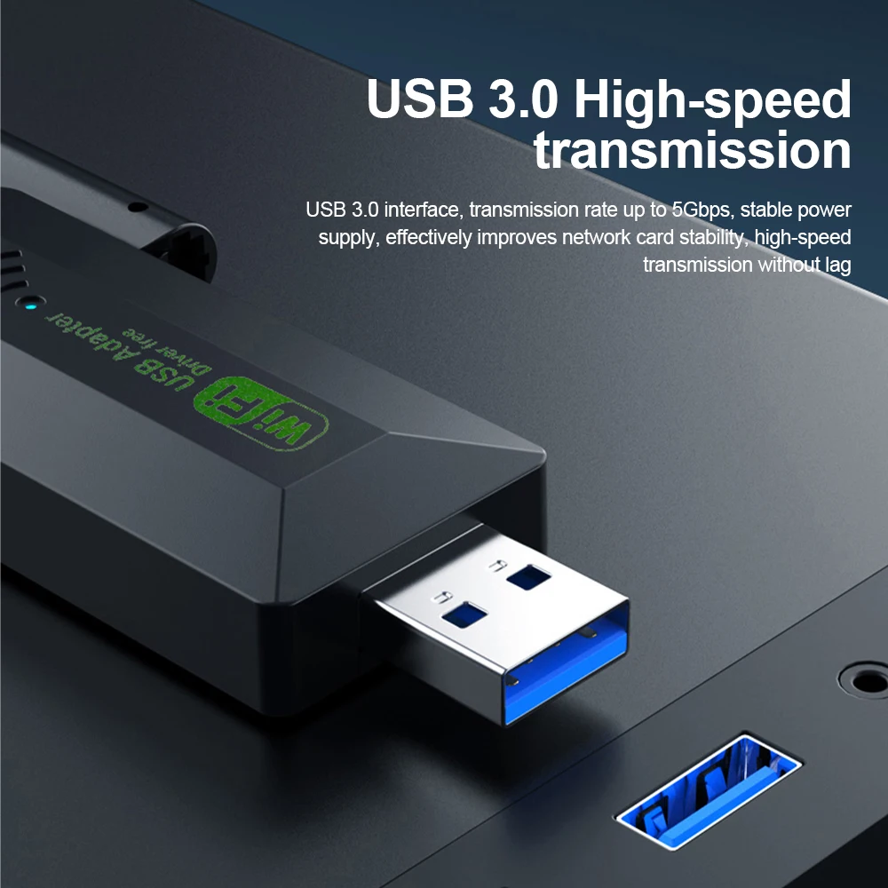 Adattatore usb wi-fi da 1200 mbps, doppia banda , 2.4g+5 ghz, dongle wi-fi, 4 antenne , 802.11ac 3.0 usb ad alta velocità, ricevitore per pc/laptop