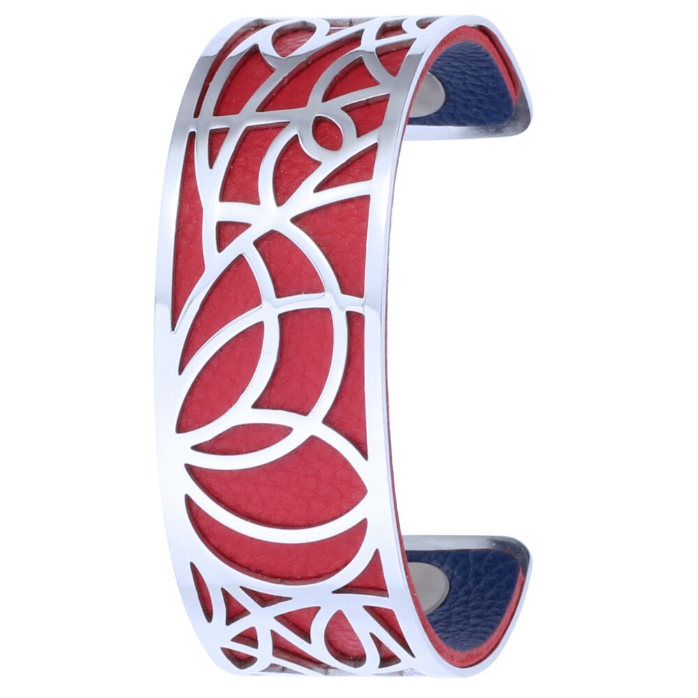 Koaem Rvs Armband Femme Acier Inoxydable De Luxe Manchet Bangle Abstract Patroon Verwisselbare Lederen Sieraden: 001