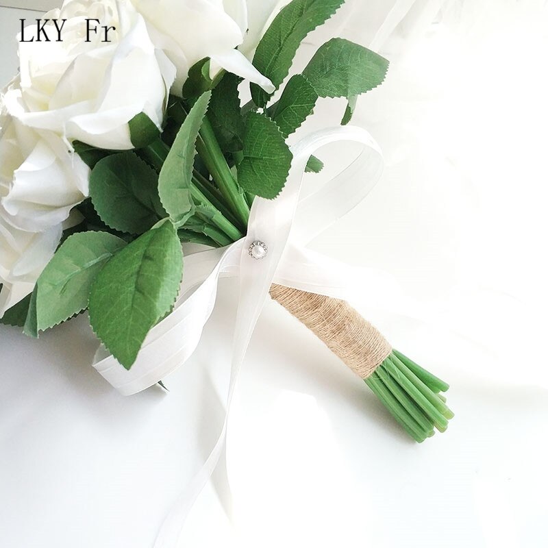 Lky fr bryllupsblomster brudebukett silke roser hvitrosa corsage bryllupsbuketter til brudepiker bryllupstilbehør