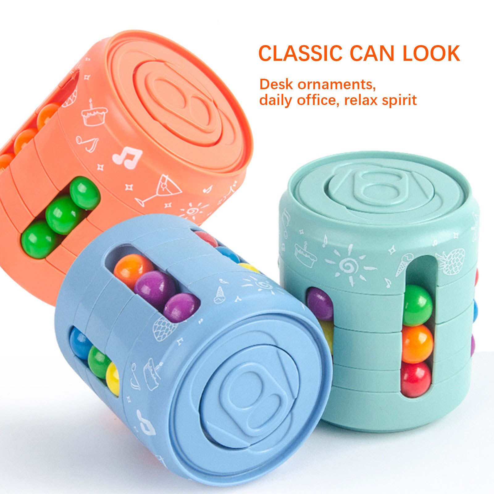 Fidget Rotatable Colorful Magic Cube Decompression Toys Children and Adult Reversible Educational Toys Magic Bean for Kids