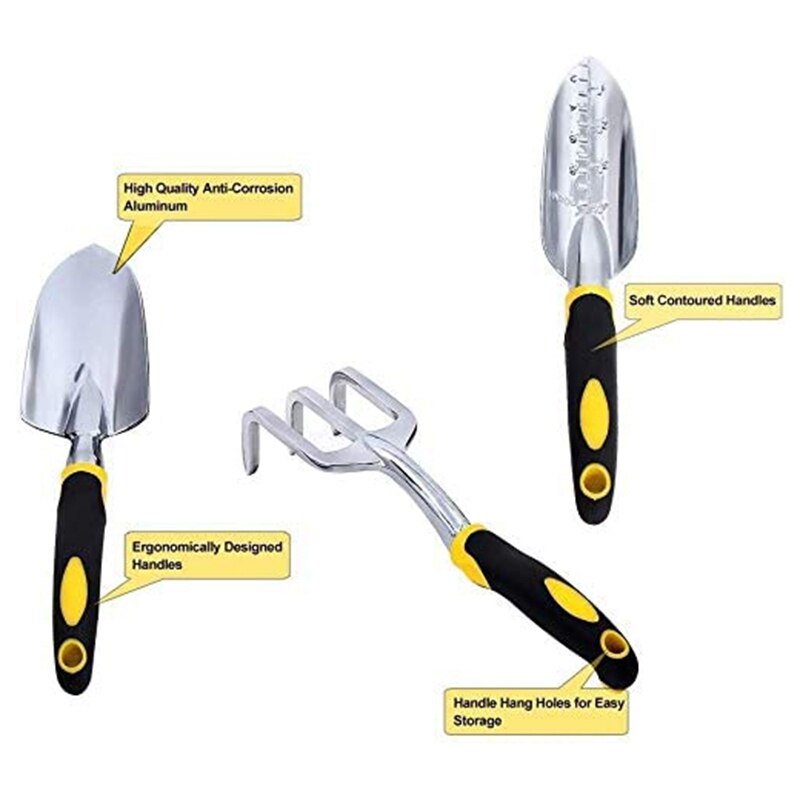 3p tuingereedschapssets troffel en robuuste gegoten kop tuinset met zachte antislip ergonomische handgreep