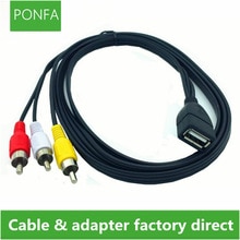 1.5 m USB A Female naar 3 RCA Phono AV Kabel Lead PC TV Aux Audio Video adapter