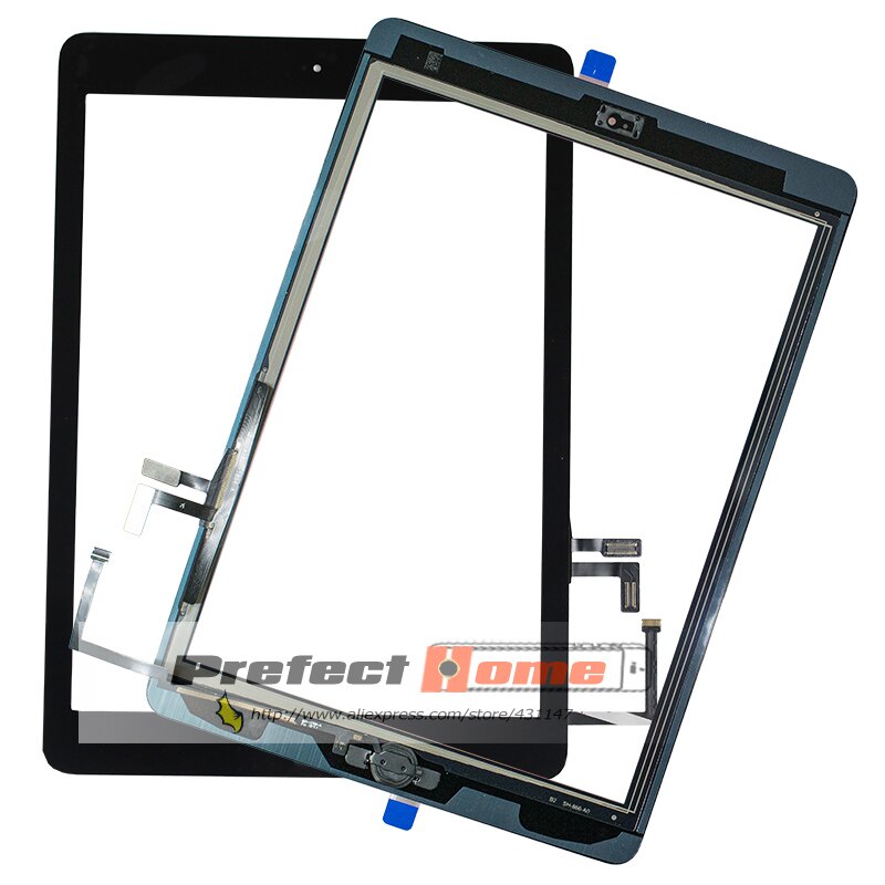 For iPad Air1 1st Touch Screen Digitizer Glass A1474 A1475 A1476 with Home Button,Camera Holder,Adhesive,Tool Kit+Tempered Glass