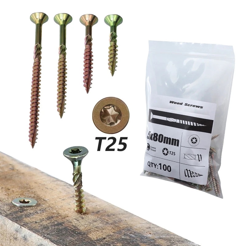 Milescraft 1" Torx Pocket Hole Screws - Self-Tapping, Coarse Thread, T20 Star Drive, Zinc Coated (1000 Count)