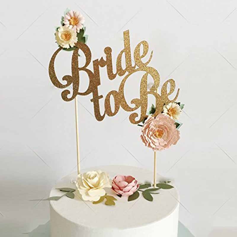 Glitter bride to be cake topper polterabend brude bruser bryllup forlovelsesbord midtpunkt dekoration guld sølv