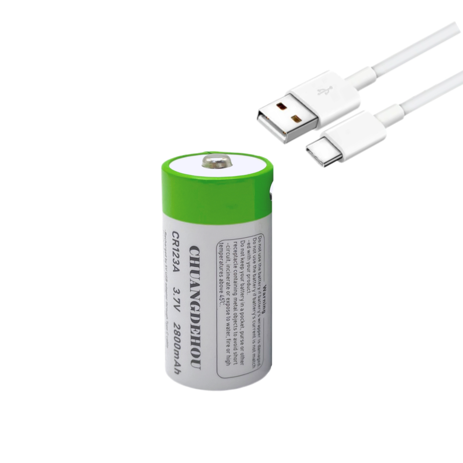 Wiederaufladbarer Akku Cr123A, 3,7 V Lithium-Ionen Cr123A/16340, geeignet für LED-Taschenlampen, Reise-Wandbatterie, Typ-C-USB-Kabel, schnelles Aufladen: Grau