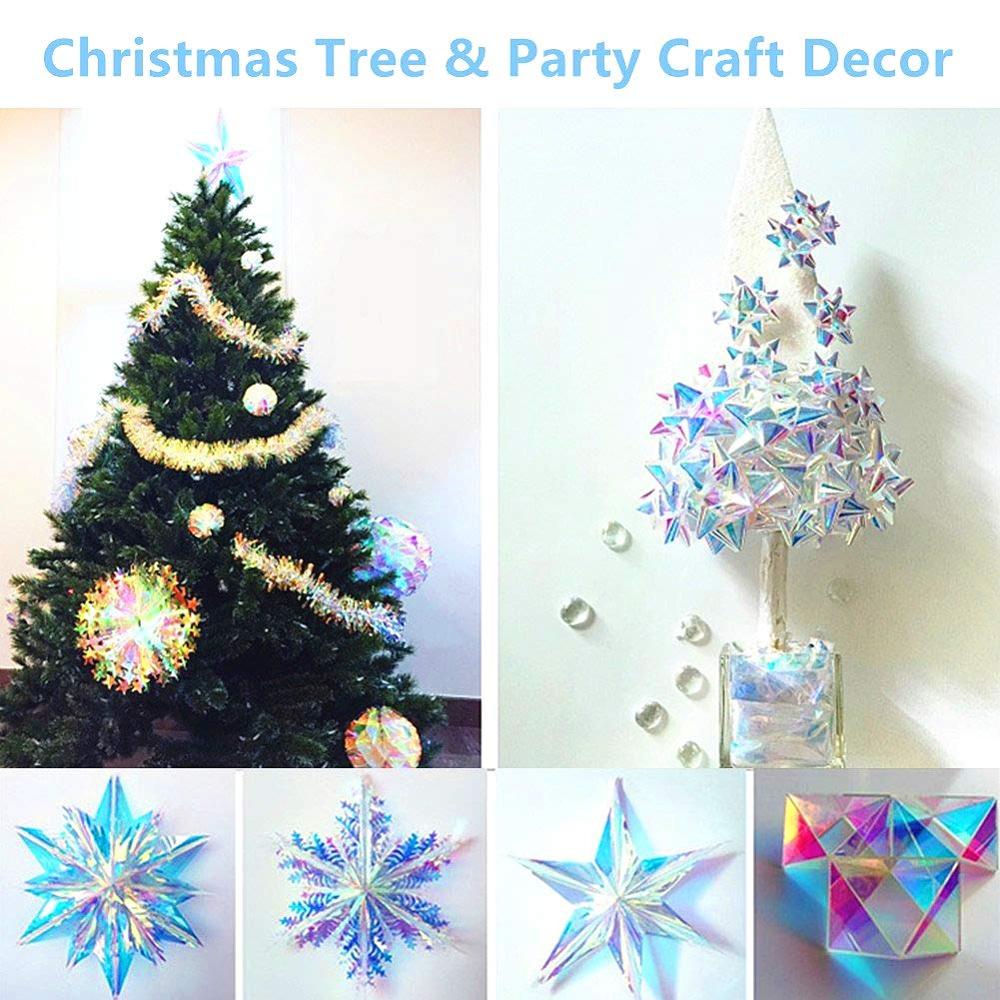 60x500cm Holographic Iridescent Window Film Adhesive Glass Chameleon Rainbow Effect for Home Decal DIY Christmas Party Decor