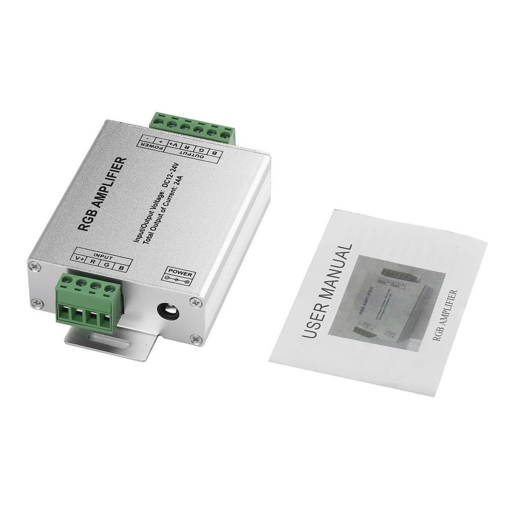RGB RGBW Amplifier, DC12-24V 24A 4 Channel Output Circuit Aluminum Shell LED Strip Controller Data Signal Repeater