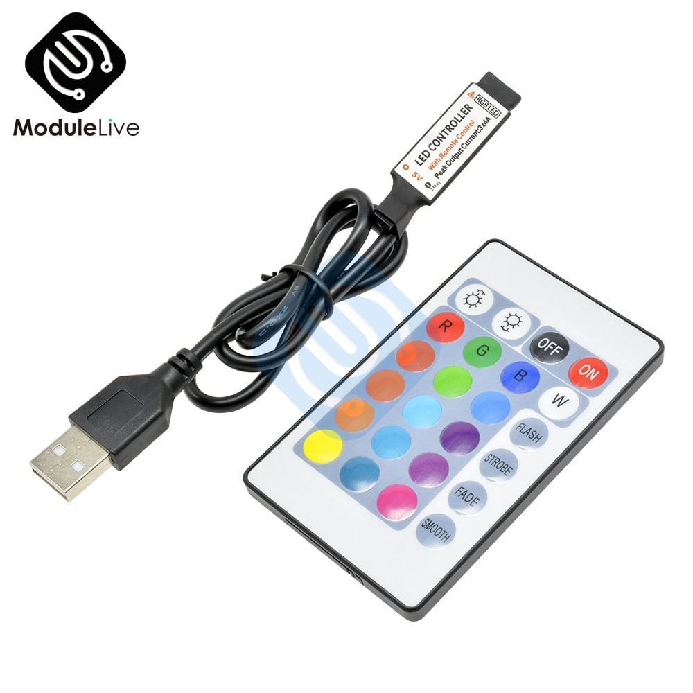 DC 5V 12V RGB Controller USB IR RF Remote Wifi Wireless USB LED Strip light 3/17/24 Keys For RGB SMD 3528 5050 LED Strip Tools