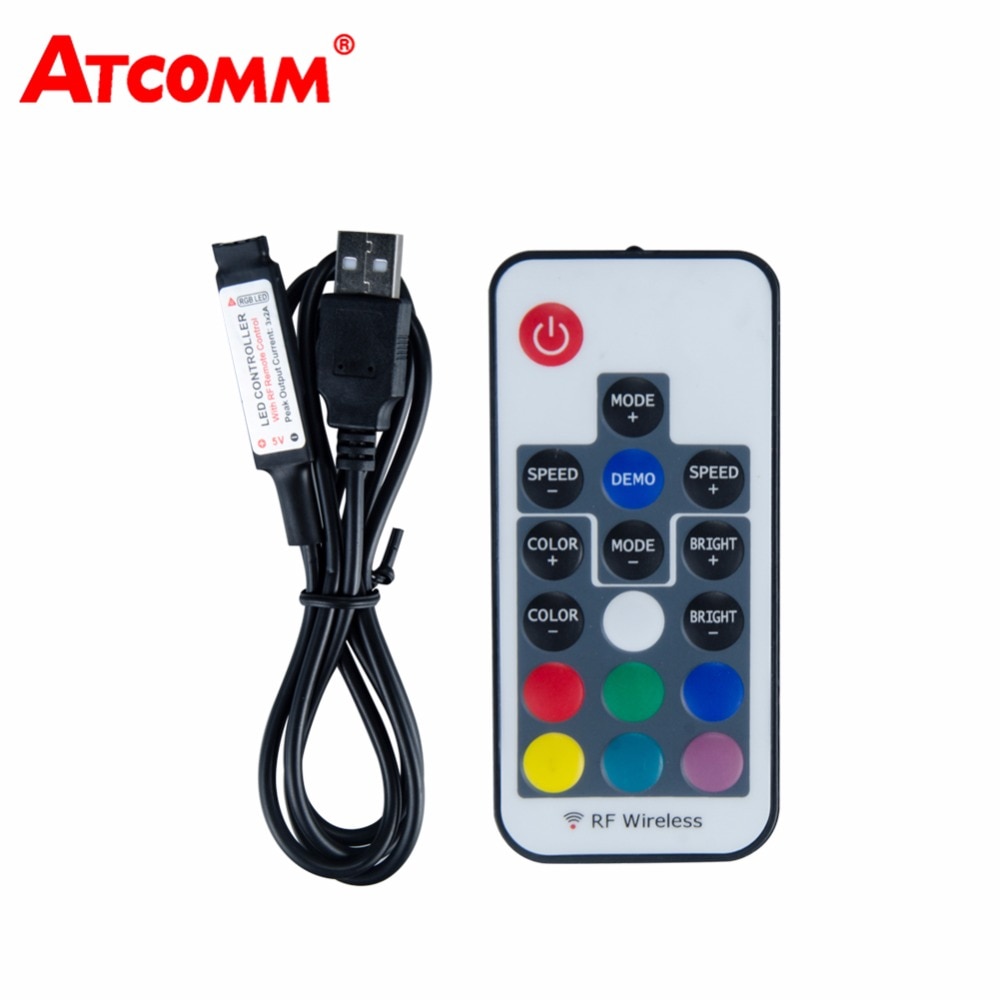 5V-24V USB RGB LED Controller RF IR 3 17 24 Key RGB LED Dimmer 4 Pin USB Interface Apply To 5050 2835 3528 RGB USB LED Strip