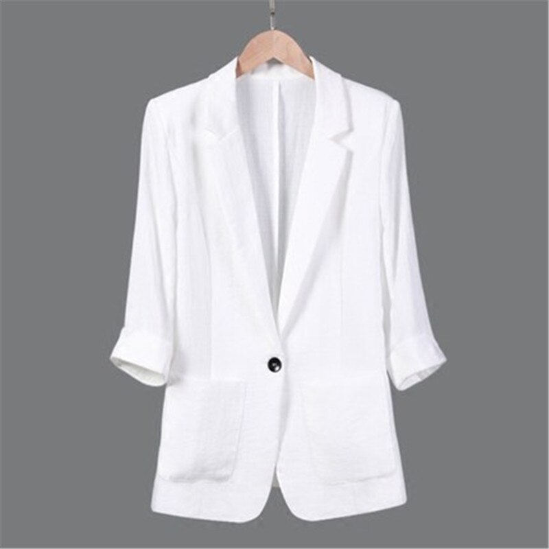 5xl 6xl 7xl syv-punkts ermet dress sommer blazer dame casual stor størrelse koreansk hvit svart tynn dressjakke  v577: Hvit / M
