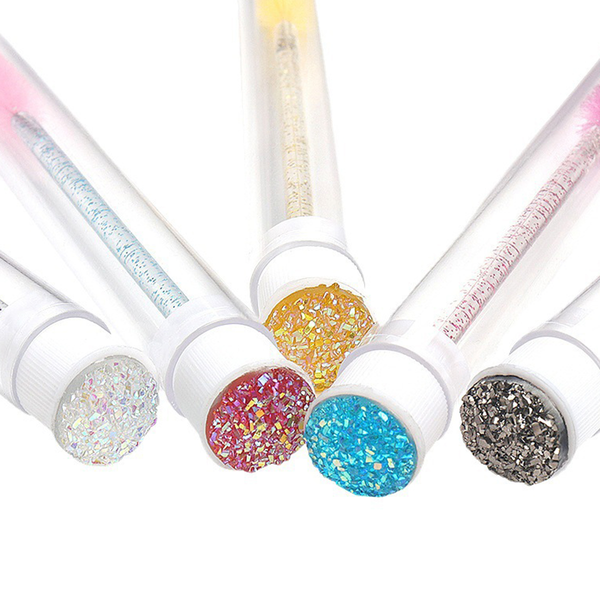 25/50 Uds tubos de cepillo de pestañas varitas de rímel de pestañas de cristal peine para cejas carretes contenedor pestañas cepillos aplicadores herramientas de maquillaje