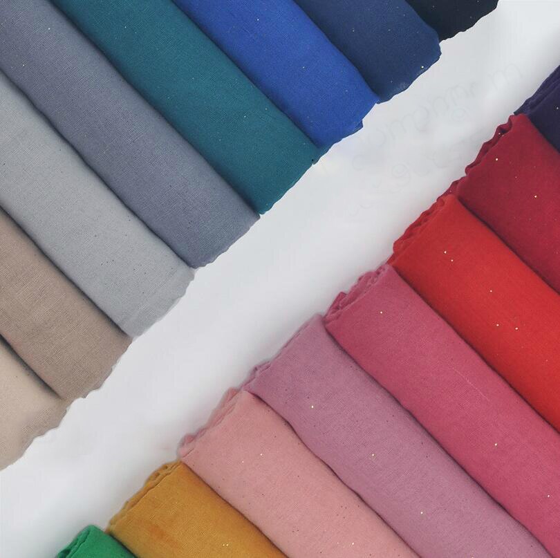 1 Pcs Plain Hijaabs Voor Vrouwen Viscose Solid Shawl Glitter Gouden Sjaal Moslim Hoofd Wrap Elegante Sjaals 20 Kleuren Plus size