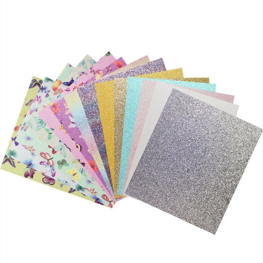 14Pcs 20X15CM Vlinder Glitter Faux Leer Stof Leer Stof Voor Haar Boog Decration, Diy Handgemaakte Materialen