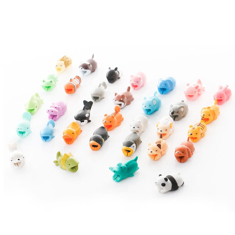 1Pcs Cable cover Protector For Iphone Cable Winder Phone holder Accessory Chompers Cartoon Animals Doll Model Funny Toys