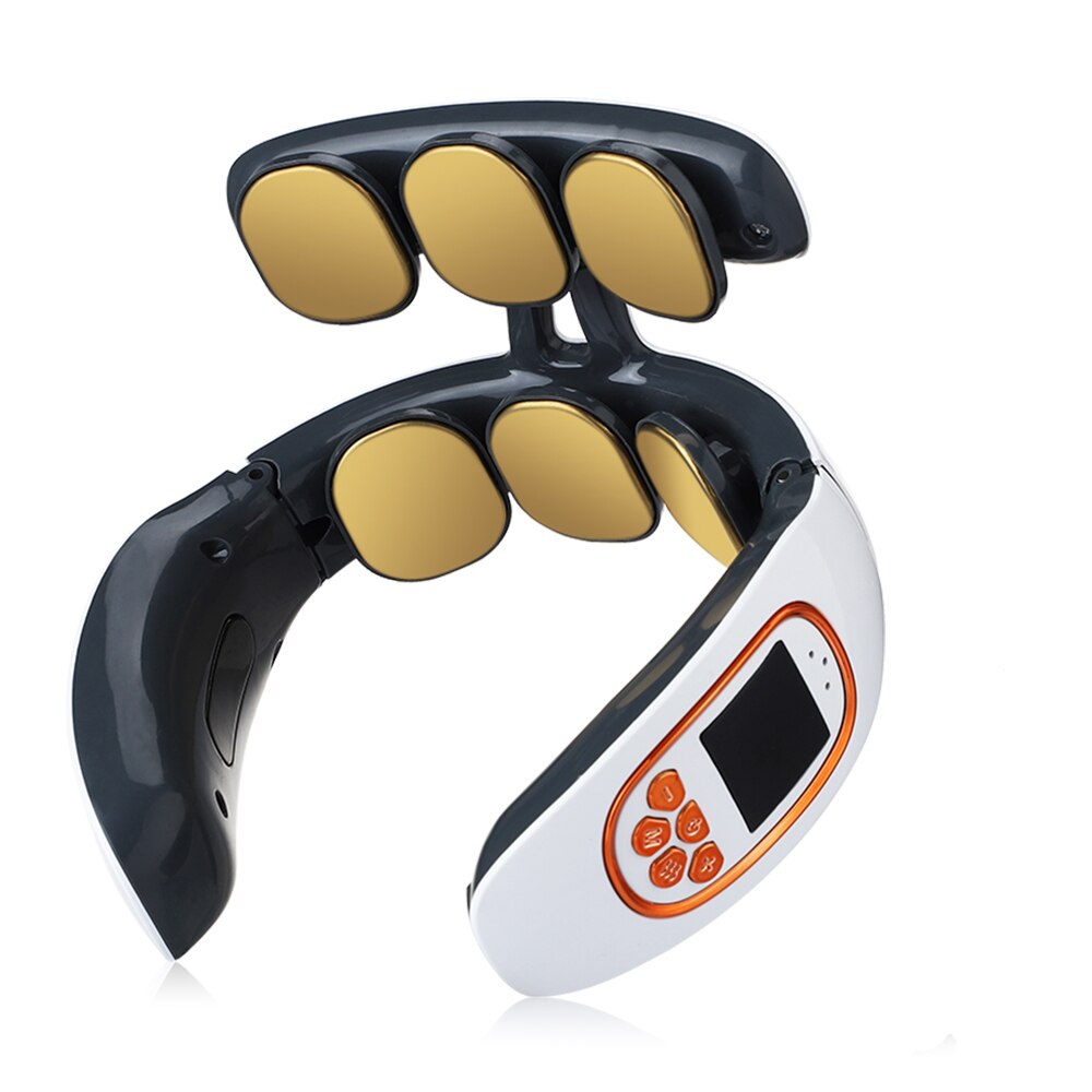 Machine de massage avec principe d&#39;impulsion électrique, sans fil,masseur intelligent à technologie TENS, chaleur sur vertèbre cervicale, relaxation et pétrissage du cou et du dos, pour soulager la douleur, 6 têtes,: No Remote Control
