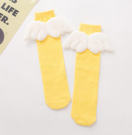 2020new pile of socks wings spring and autumn baby socks children in the tube warm wings antler socks: light yellow wing