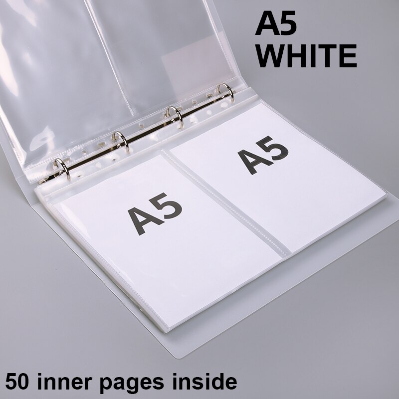 Loose Leaf Folder A3/A4/B5/A5 Transparent Detachable Folder Inner Core Document Bag Picture Storage Collection Book: 2 A5 white 11 holes