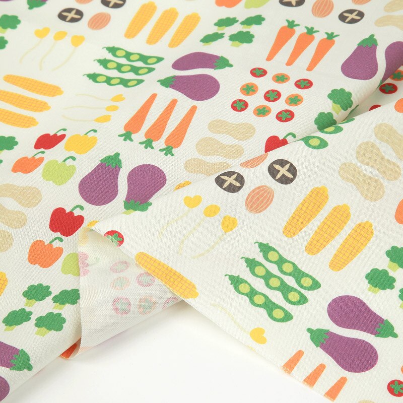 Tela de algodón con estampado de frutas y verduras para niños, tela lisa de importación de media yarda, hecha a mano, DIY, T1237