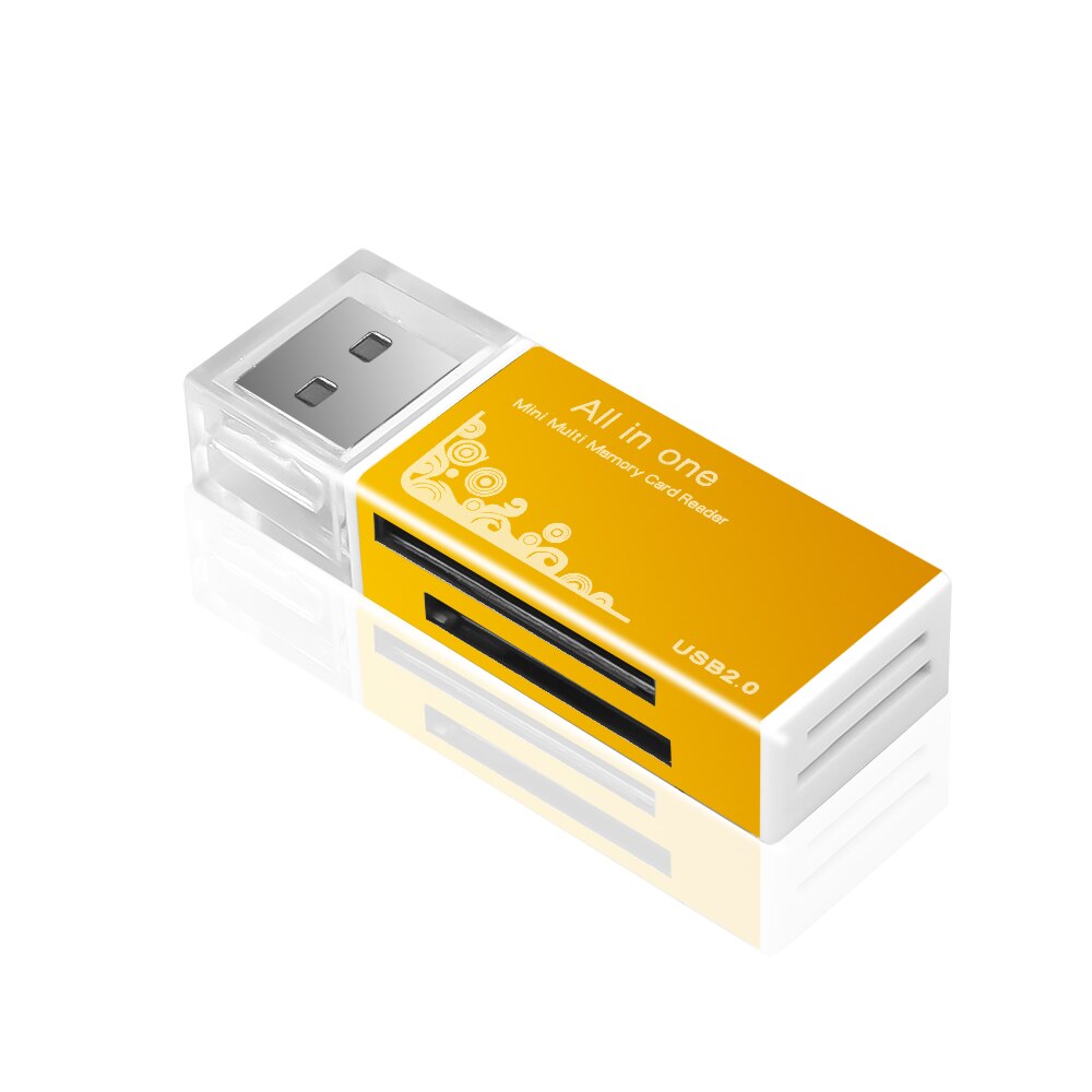All In 1 USB 2.0 Multi TF / SD / Micro SD / MS /Micro MS Memory Card Reader: Gold