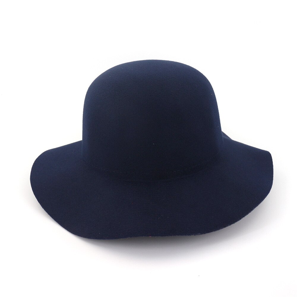 Retro Autumn Church cap For Women Bucket caps Soft Wide Brim Wool Felt Bowler Fedora Hat Floppy Cloche Women&#39;s Large Hat HF142