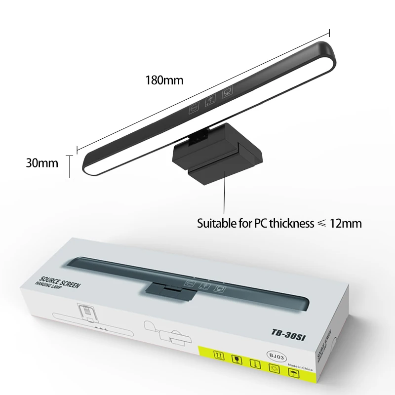 18cm notebook monitor fino pendurado barra de luz escurecimento proteção para os olhos cronometrado lâmpada noturna de mesa para leitura/aprendizagem/iluminação de trabalho: Default Title