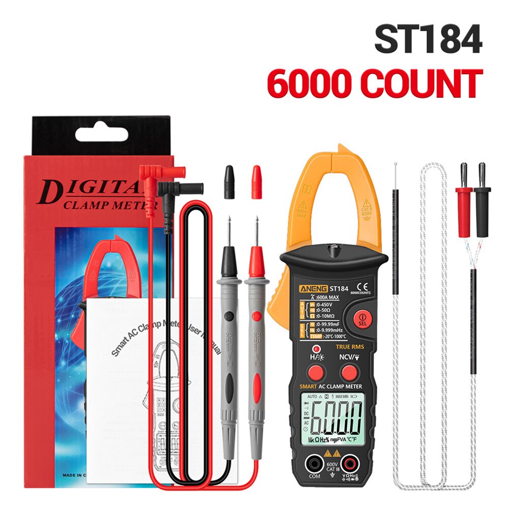 Aneng ST184 Digitale Multimeter Stroomtang True Rms 6000 Telt Professionele Meten Testers Ac/Dc Spanning Ac Ohm: Yellow