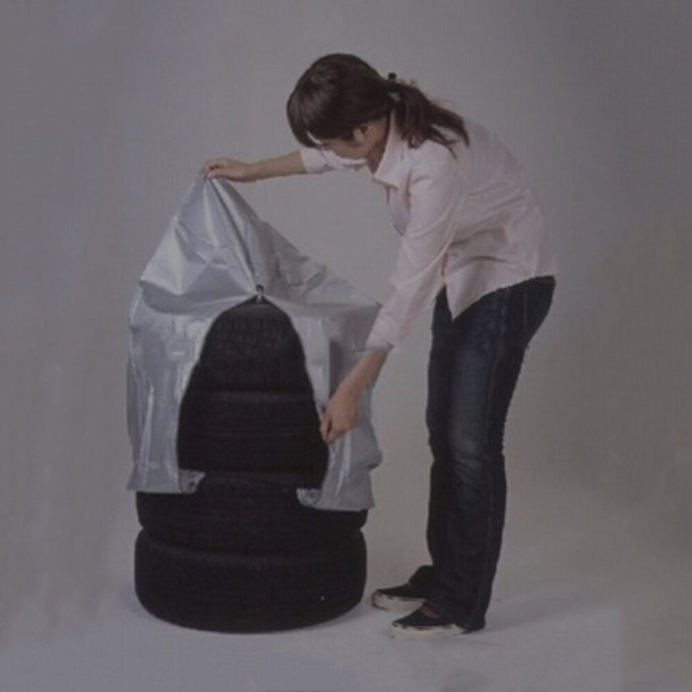 Car Outdoor Tire Cover Snow Tire Storage Bag Spare Cover Garage Tire Cover Protective Case Size (Silver)