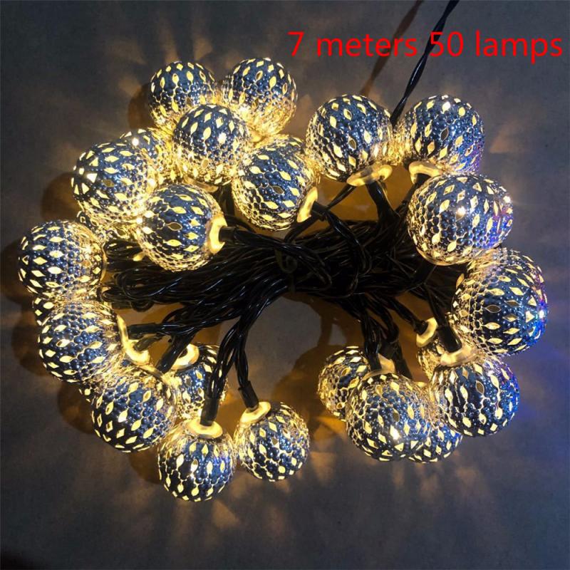 20/30/50 Led Ronde Bal Licht Solar Lamp Power Led String Lights Solar Slingers Tuin Decor Voor Outdoor Waterdichte lichten: warm  7M