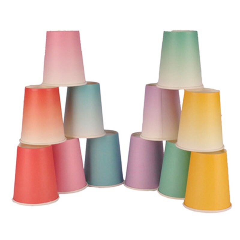 8PCS Party Pappbecher 12 Farbe Haushalt Kaffee Tasse Geschirr Home Decor Zubehör Hochzeit Decor Party