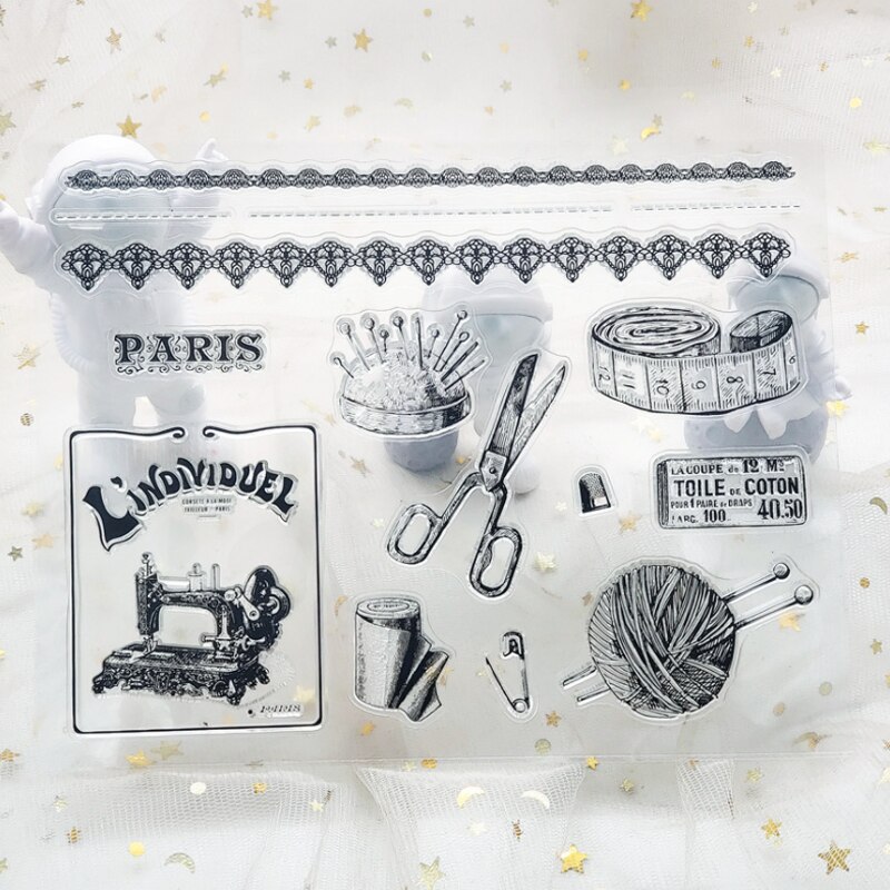 1pc Kawaii Sewing Silicone Clear Seal Stamp DIY Scrapbooking Embossing Photo Album Decorative Rubber Stamp Art Handmade Puzzle