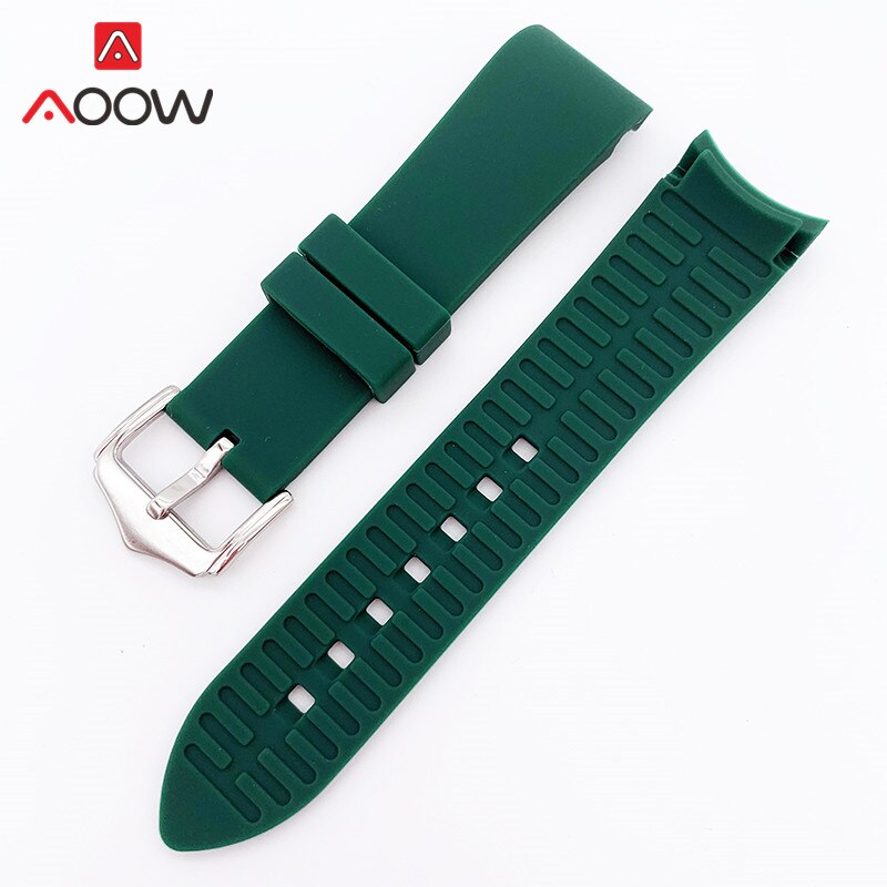 18Mm 20Mm 22Mm 24Mm Zachte Siliconen Band Universele Elleboog Arc Rubber Band Sport Waterdicht Vervanging Armband horloge Accessoires: Green / 18mm