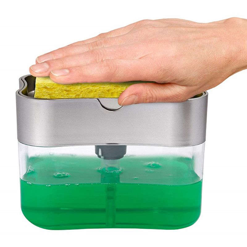 Sæbedispenser sæt vask arrangør pumpe sæbedispenser med svampeholder vaskemiddel dispenser køkkenredskabsholder til køkken