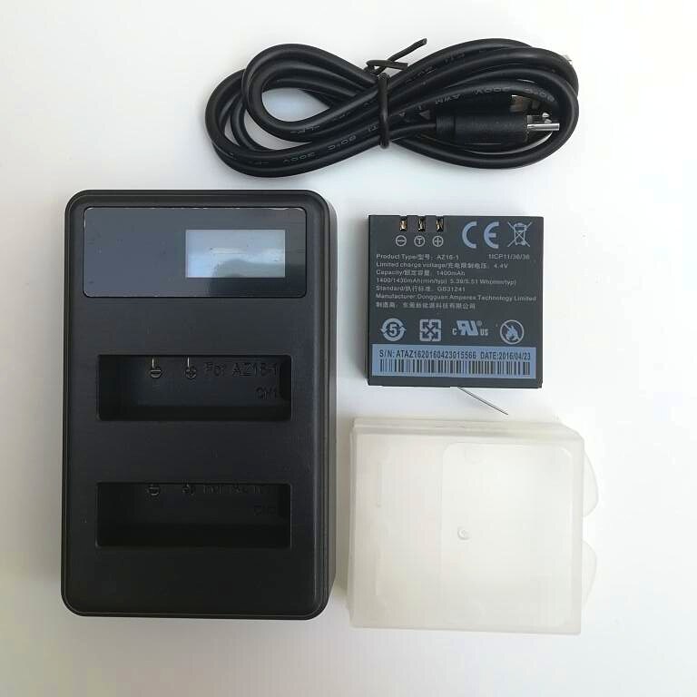 Original para Xiaomi YI 4K batería AZ16-1 USB LCD Dual cargador acción Cámara 2 4k + Lite accesorios 1400mAh batería recargable: A combination