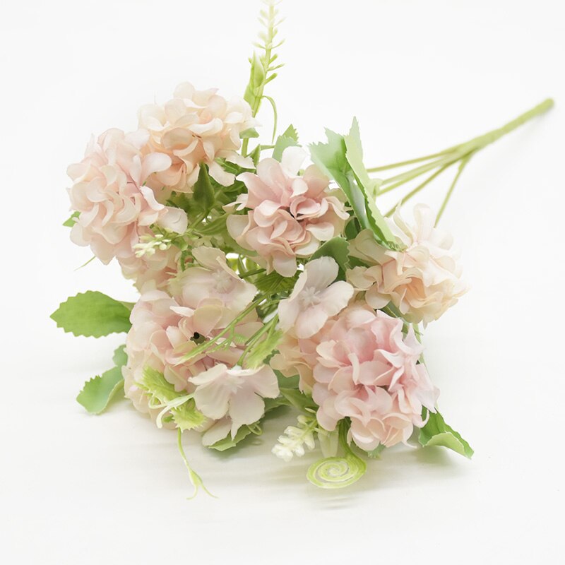 9 hoveder 5 gafler lilla buket kunstige blomster hortensia tilbehør til hjemmet dekoration diy foto rekvisitter bryllup forsyninger: 2
