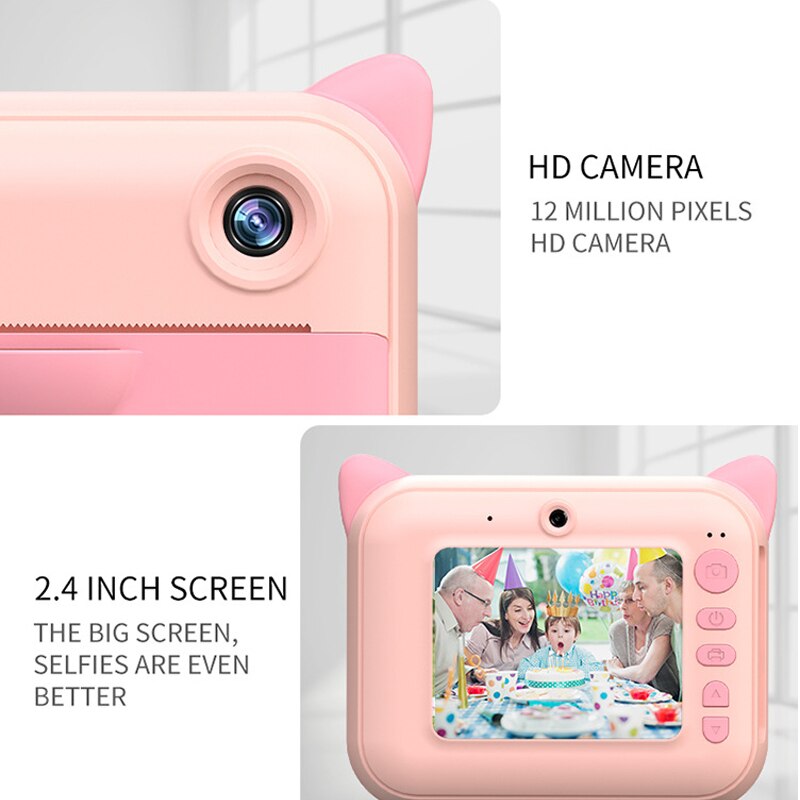 Kinderen Instant Print Camera 2.4Inch 1080P Hd Digitale Camera Met 5 Rollen Thermisch Fotopapier 32Gb Tf card Kinderen