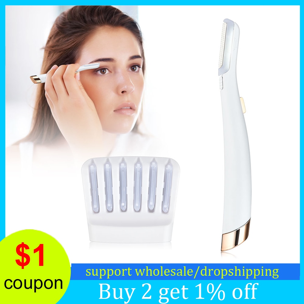 Electric Eyebrow Trimmer with LED Light Face Shaver Razor For Women