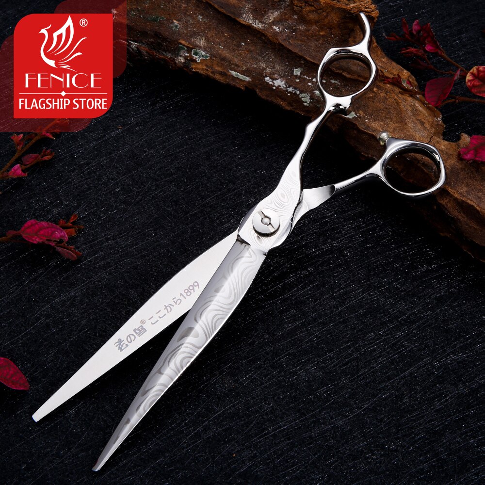Fenice Professionele 7.5 Inch Damascus Pet Hond Kat Grooming Snijden Schaar Rechte Scharen Tesoura Tijeras