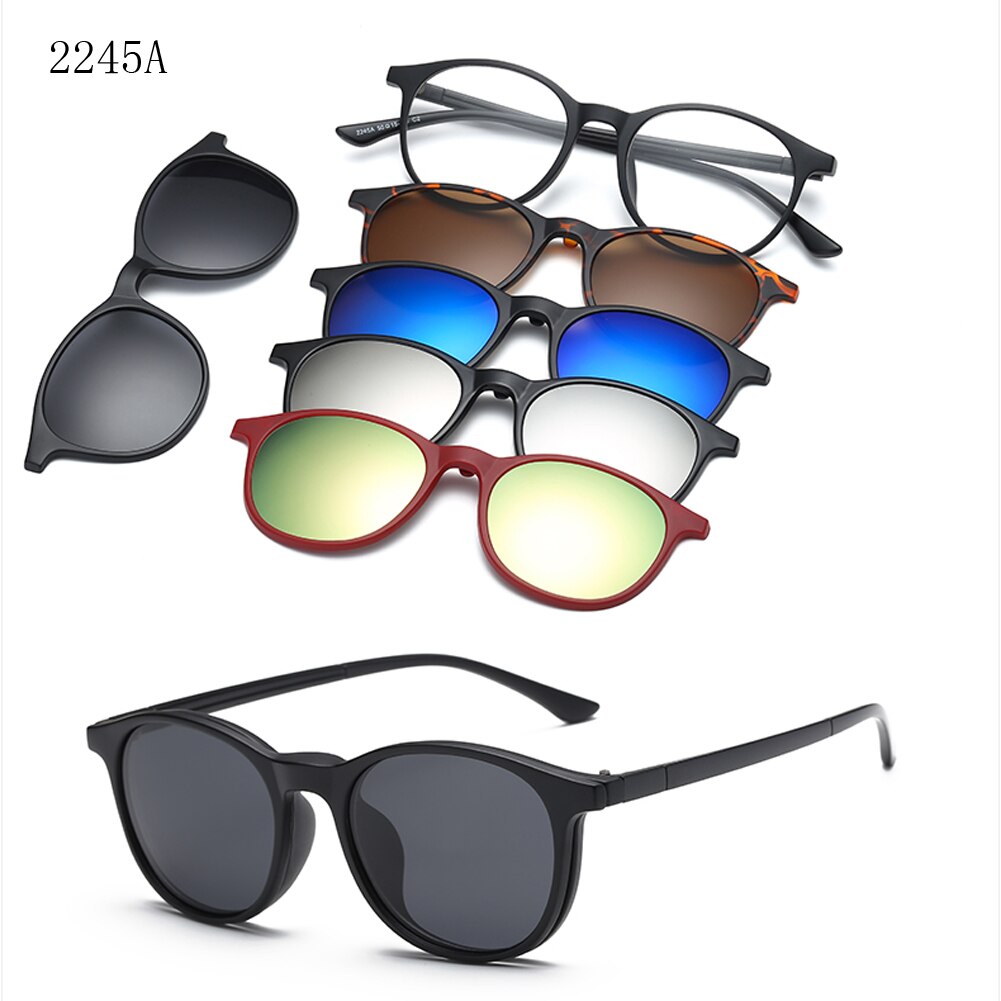 RUISIMO 5 lenes Magnet Sonnenbrille Clip Gespiegelt Clip auf Sonnenbrille clip auf gläser Männer Polarisierte Nach Rezept Myopie: CT2245A