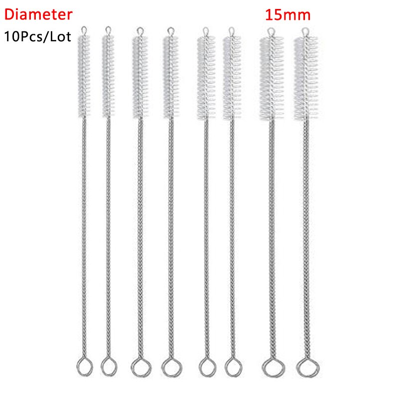 4/10/12 Teile/satz Stroh Reinigung Pinsel Edelstahl Nylon Weiches Haar Glas Rohr Reiniger Pinsel Strohhalm wiederverwendbar Flasche sauberen Pinsel Werkzeuge: 15mm Dia (10Stck)